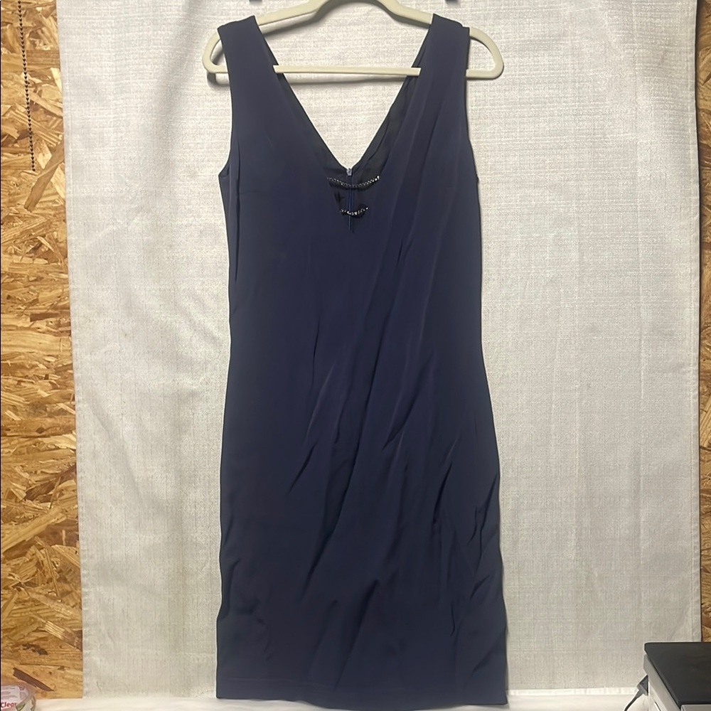 Versus Versace Blue Sheath V-Neck Cocktail Dress
